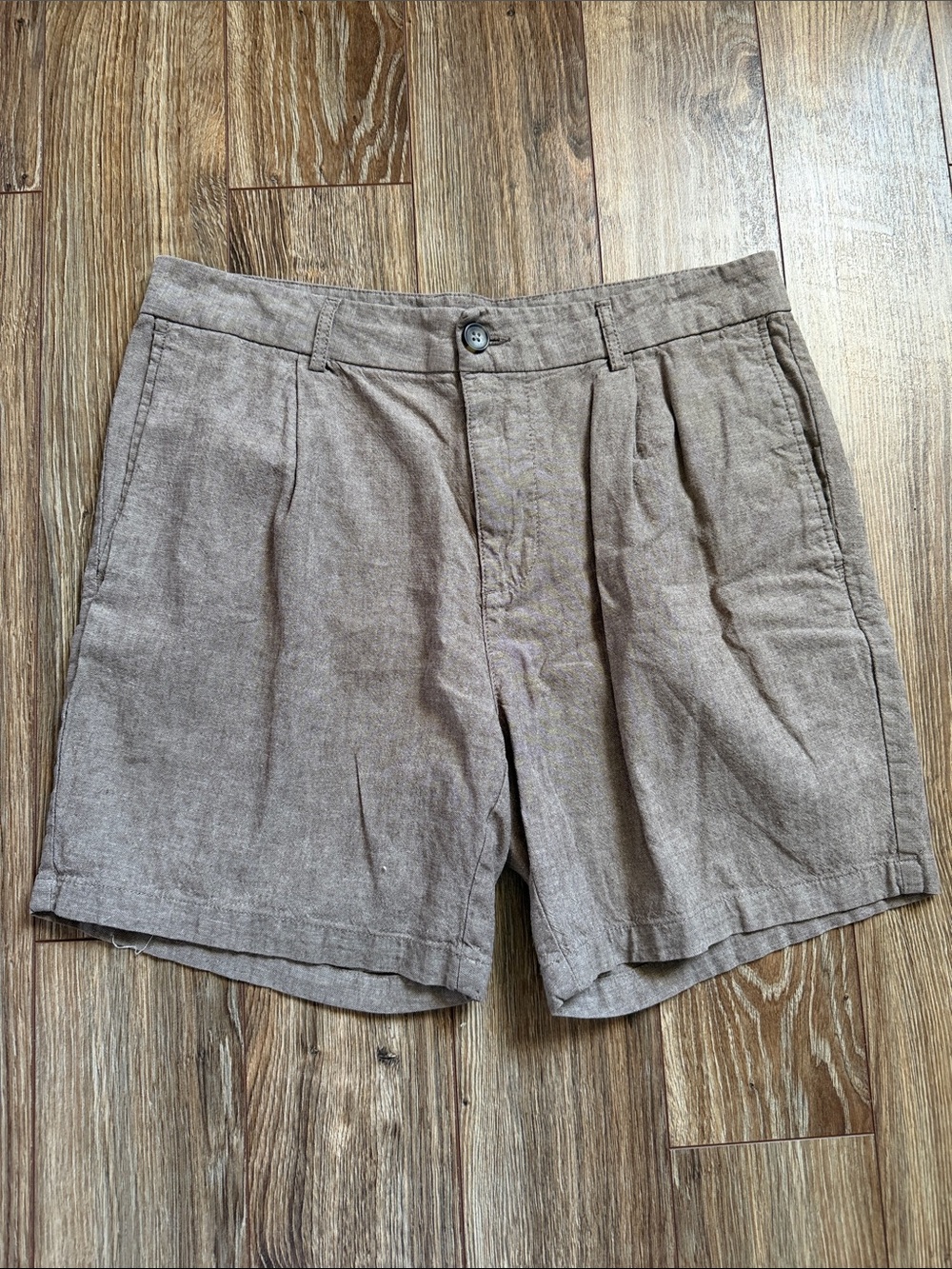 Old Navy Men's Pleated Linen Flat Front Shorts - Taupe Brown
